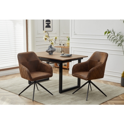 360°旋转餐椅2把装-棕+黑