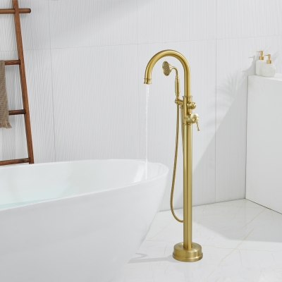 独立落地式浴缸水龙头-金色